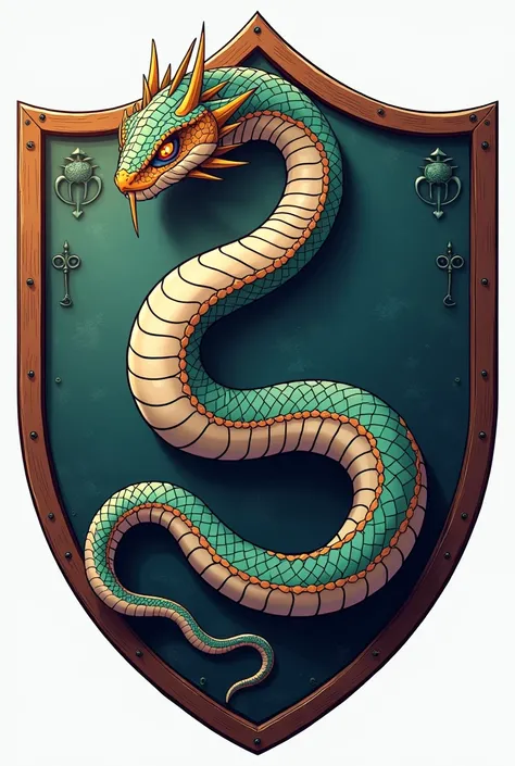 Create an image of an animated S-shaped snake inside a shield