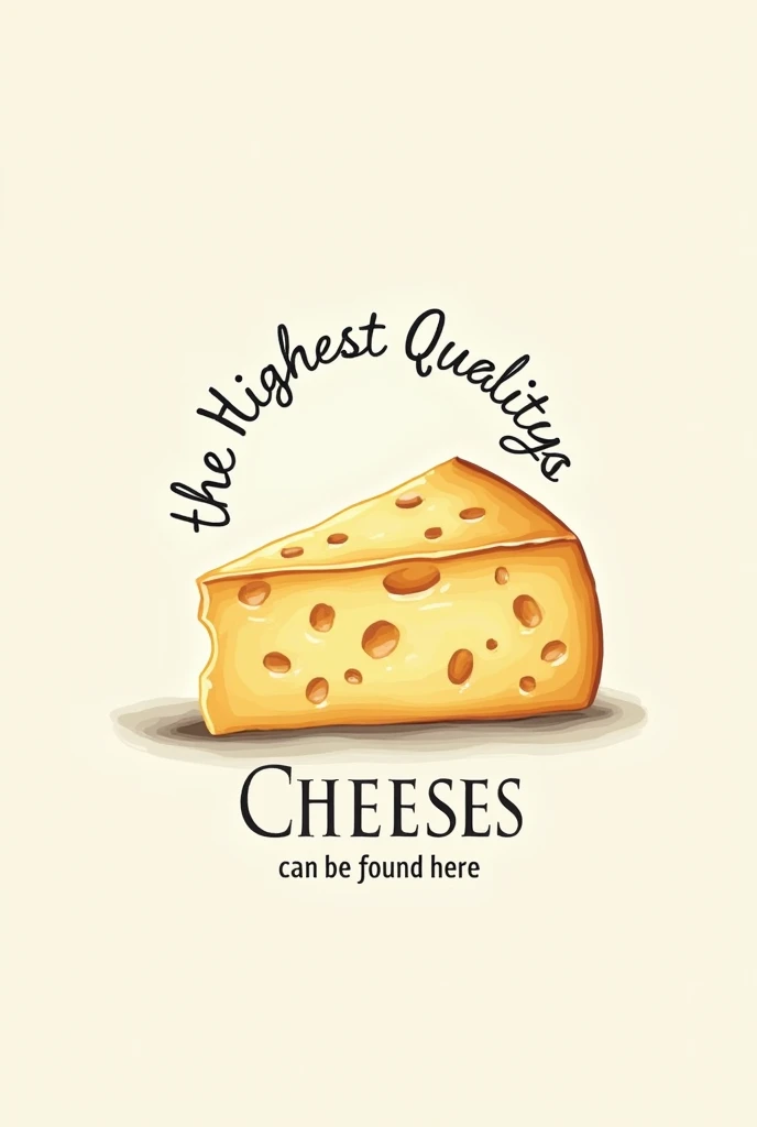 Make a logo for a cheese promotion post with the phrase (The highest quality of fine and imported cheeses can be found here)