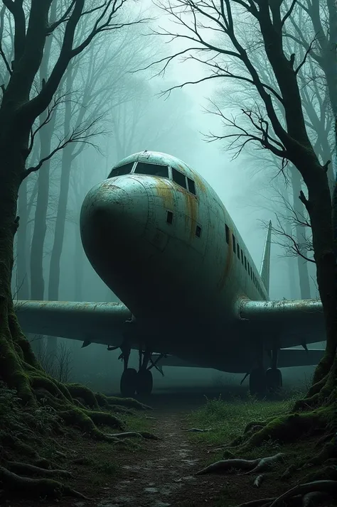 Abandoned plane in the middle of a haunted forest