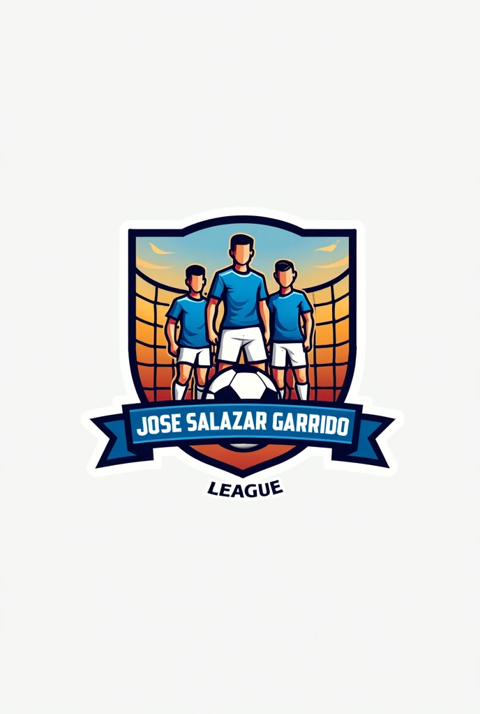 Logo for football league, with neutral background, football team, soccer ball, a goal,  what to say "Jose Salazar Garrido League"