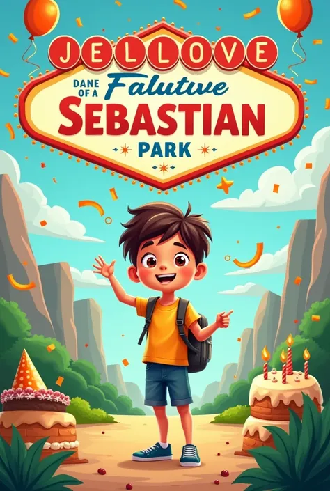 Make me a birthday invitation for a boy named Sebastian, August 31st at 3pm at Las Vegas Park