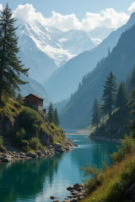 Please make Azad Kashmir, nestled in the Himalayas, is a breathtakingly beautiful region of serene lakes, gushing waterfalls, and picturesque villages. The valley comes alive at sunrise with birdsong and rustling leaves, surrounded by snow-capped mountains...