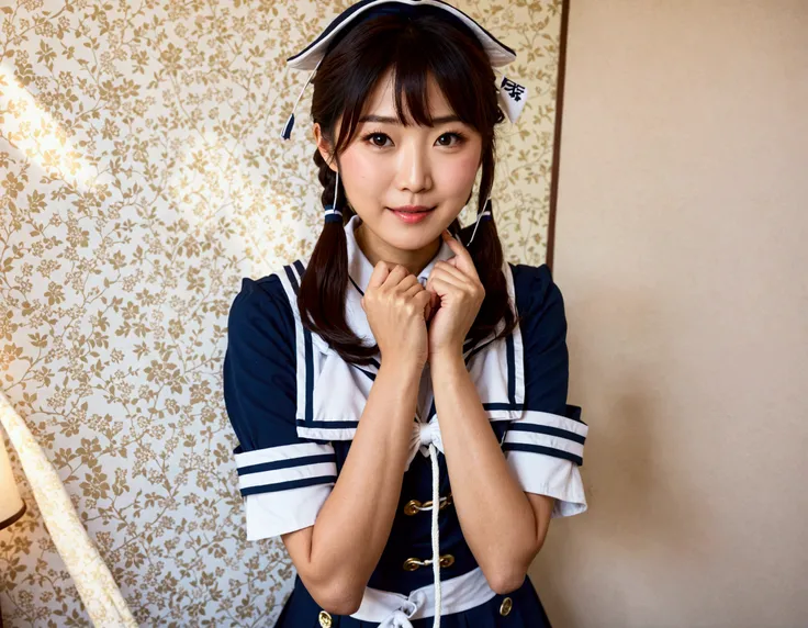 Arafed Asian woman in a sailor costume posing for a photo, Narumi Kakinouchi, chiho, motto hole, shikami, Kimi Takemura, Yoshitomo Nara, Harumi, Otro iwakura, Seifuku, 8k!!, sakimimichan