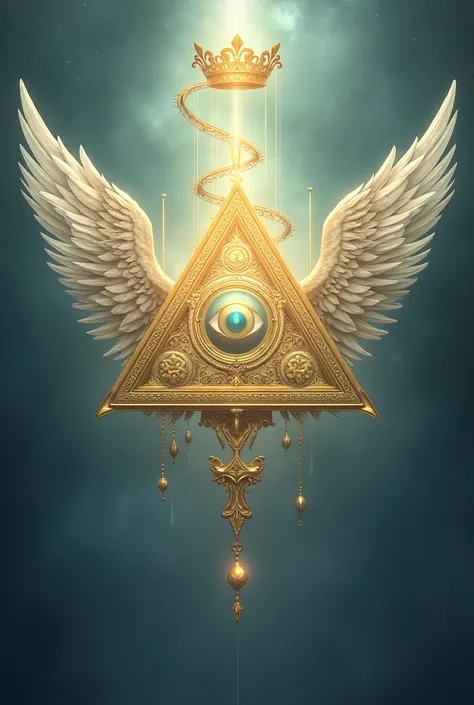 A triangle with an eye, that has wings and an angel&#39;s crown 