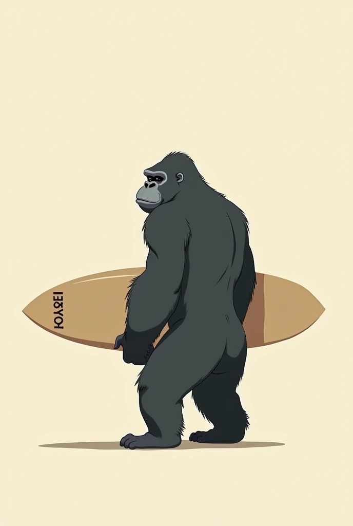 The gorilla image you made, in a minimalist way, with a surfboard on his arm 