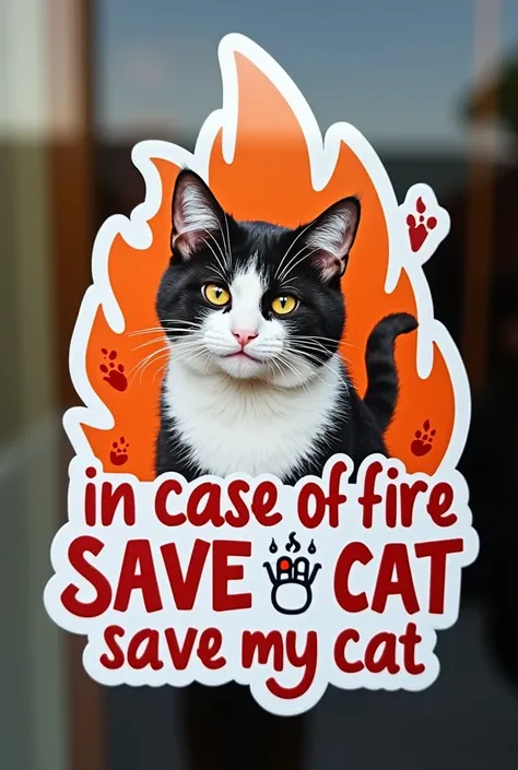 Sticker "in case of fire save my cat" 