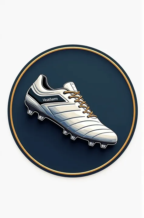 a logo of a football team, a circular logo with a football boot 