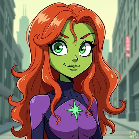 Cool cartoon design of Starfire in Teen Titans without sexy body and purple outfit