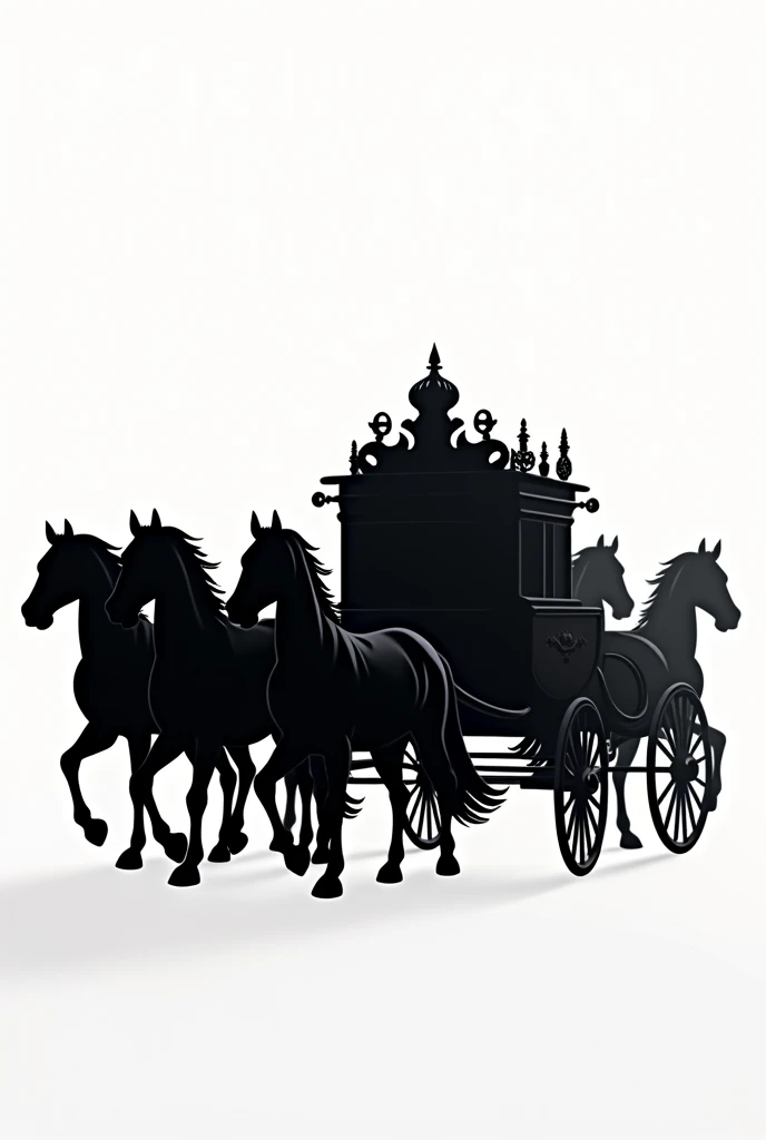 make a silhouette of a carriage and 7 horses in 2d