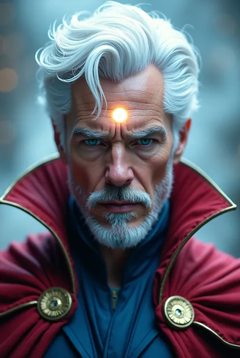 The marvel charecter doctor strange but with a new look the whole hair with white colour and an extra eye in his head and the face have to be the same face of benedict cumberbatch
