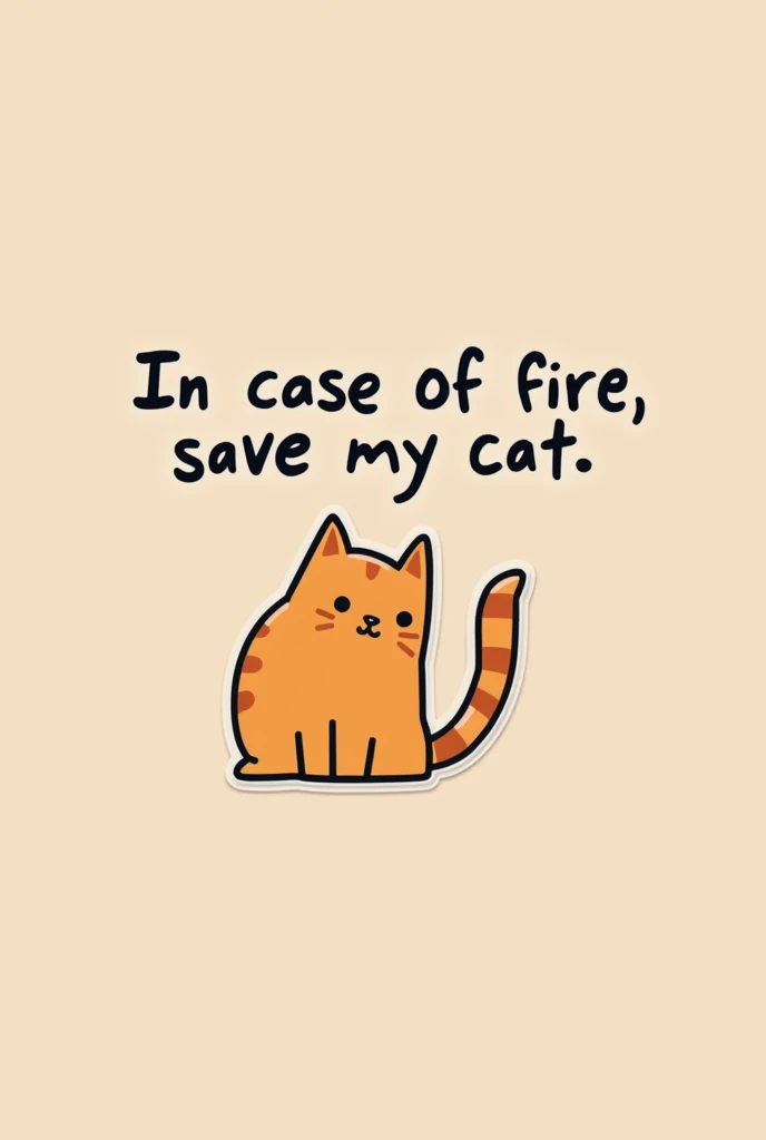 Sticker "in case of fire save my cat" minimalist style