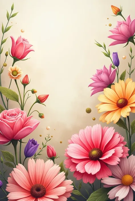 Create a multi-flower image for a cell phone wallpaper that looks like it was hand-made 