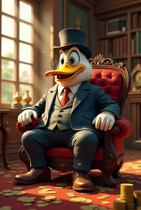 create an image of uncle ric mcpato ( a duck with a lot of money)