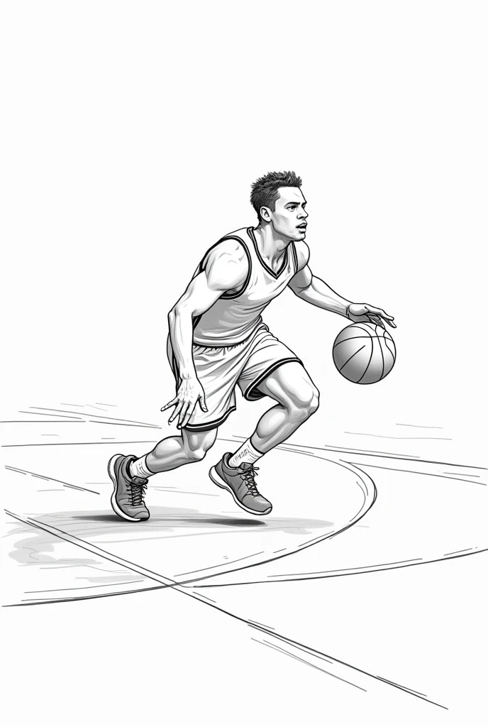 Make a drawing of someone doing double beat easy to draw in basketball 