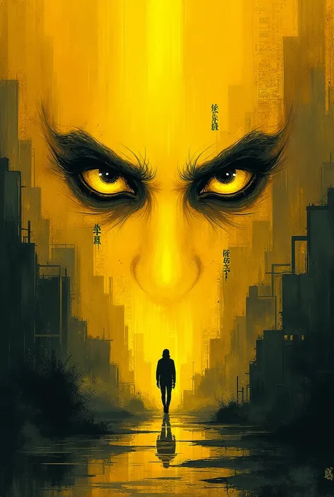 Make a Film Poster. Film name is Yellow Eyes A Film By Shuvo. This film based on Yellow journalism. Metaphorically portray yellow journalism. I want Aesthetic artistic poster. Don’t use any people’s photo. Just do it in artistic wah.