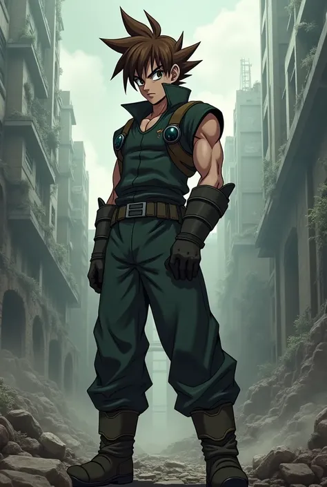 Future Trunks dragon ball Z 1990 with brown eyes and straight brown hair
