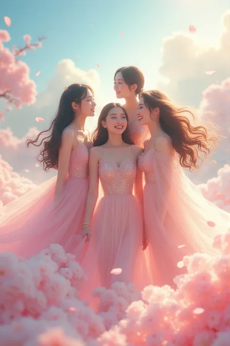 Kpop girl group with cute dreamy concept album cover 