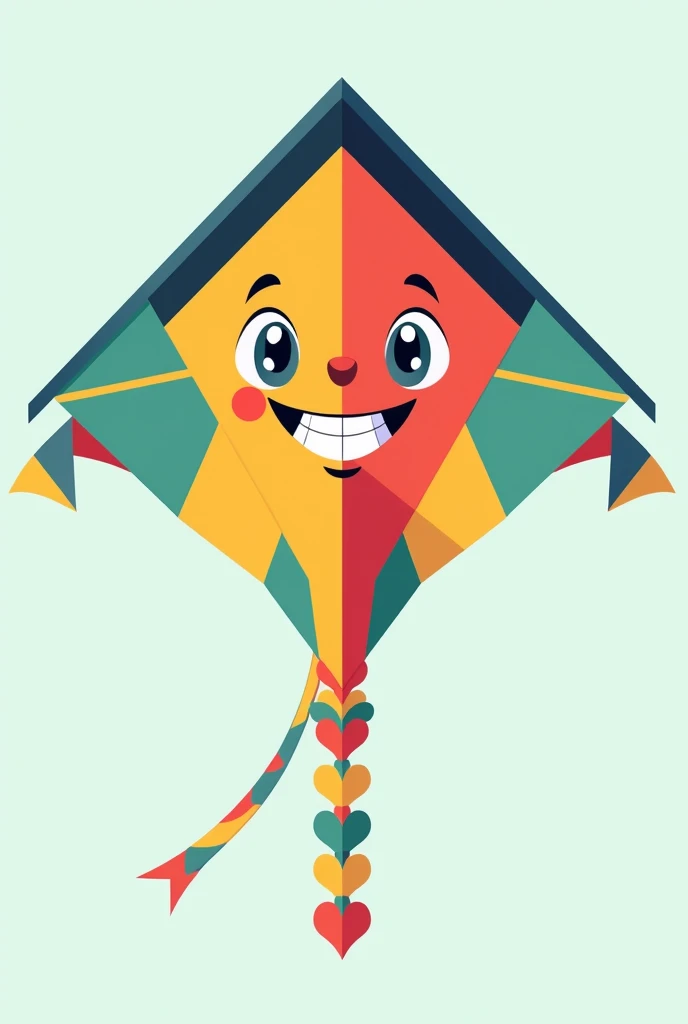  ACT LIKE A GRAPHIC DESIGNER AND CREATE A COLORFUL KITE WITH EYES WITHOUT A TAIL AND WITH A SMILING MOUTH WITHOUT A BACKGROUND BASIC WITHOUT A TAIL FLAT FUN FRONT HAPPY FOR CHILDREN


