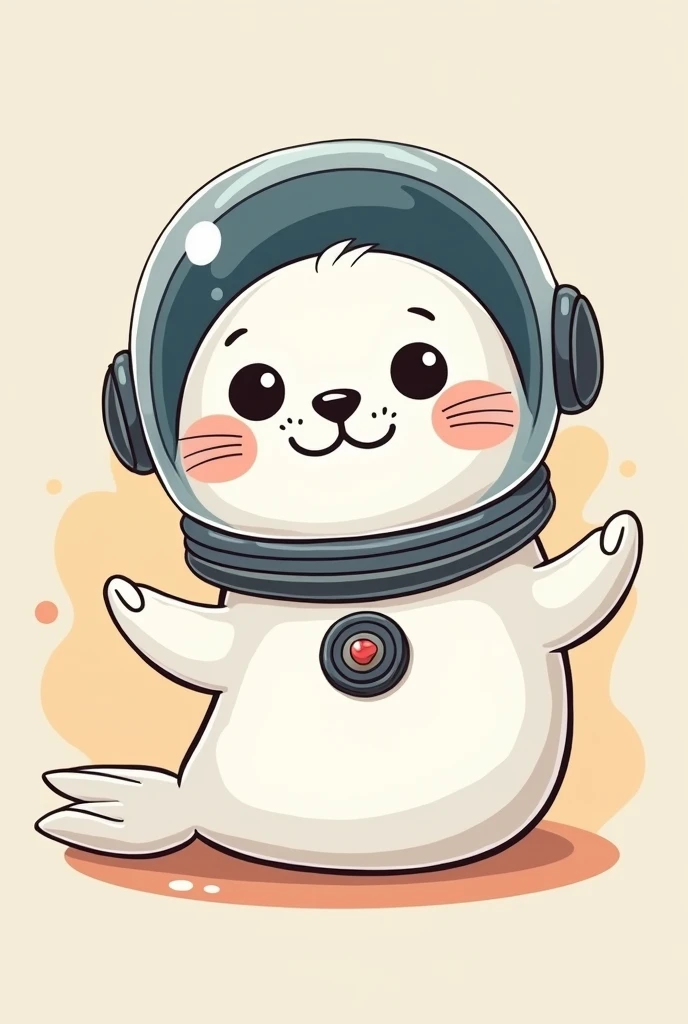 Cartoon image of a white seal with an astronaut hat 