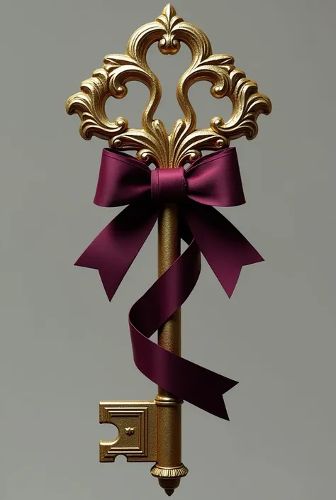 Image of a key with a bow:
 
- Image: A golden metal key, with fine details and an antique look. A dark red or purple bow wrapped around the key, creating a striking contrast.
- Color: Gold for the key, with black details to highlight the lines and wear. T...