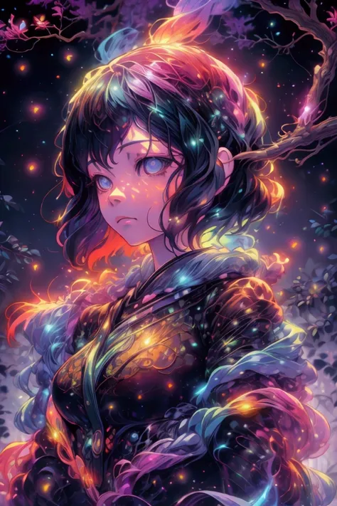 spirits among branches and fireflies by Kuvshinov, samdoesart, dreamlikeart, (((surrealism))), (Style-Glass)