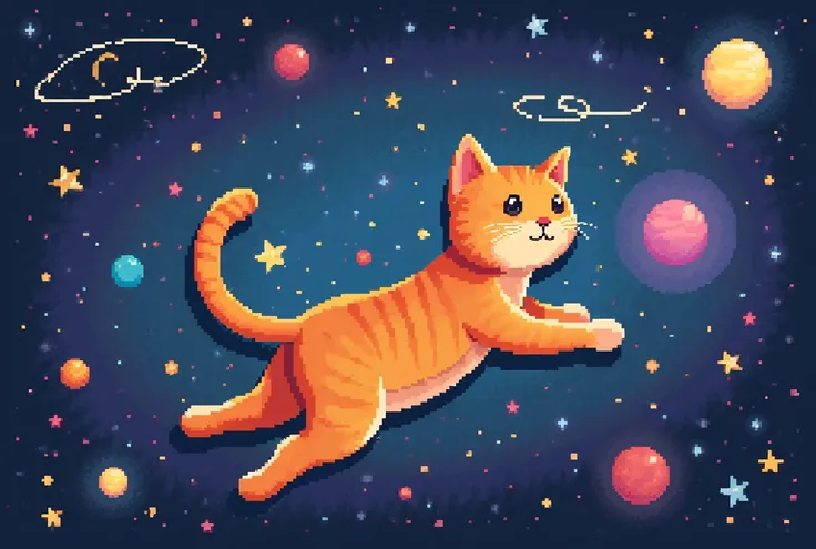 and、Suddenly the ginger kitten realized he controlled the universe.、and彼はいくつかの惑星に囲まれた宇宙に自分を掘り下げました.