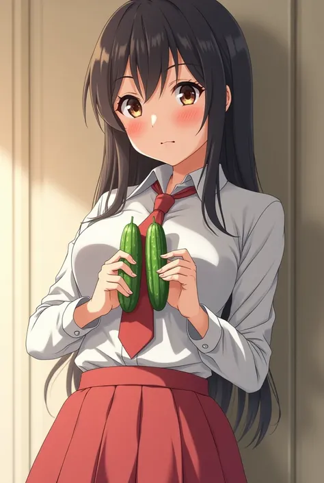 Japanese girl putting a cucumber in her ass in anime