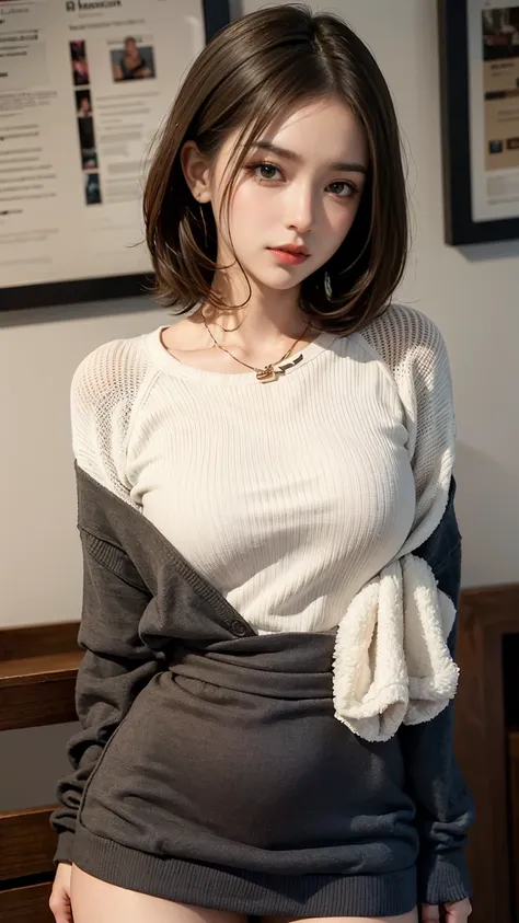 chika sexy, sweater only, don&#39;t take off your clothes, half-open sweater, captivating look, lure, biting half of one&#39;s l...