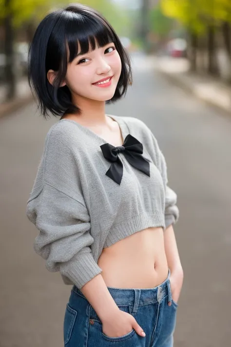 Trendy clothing,Trendy hairstyles,short bangs,black hair,highest quality,Teenage,NSFW,Changing clothes,young girl,smile,