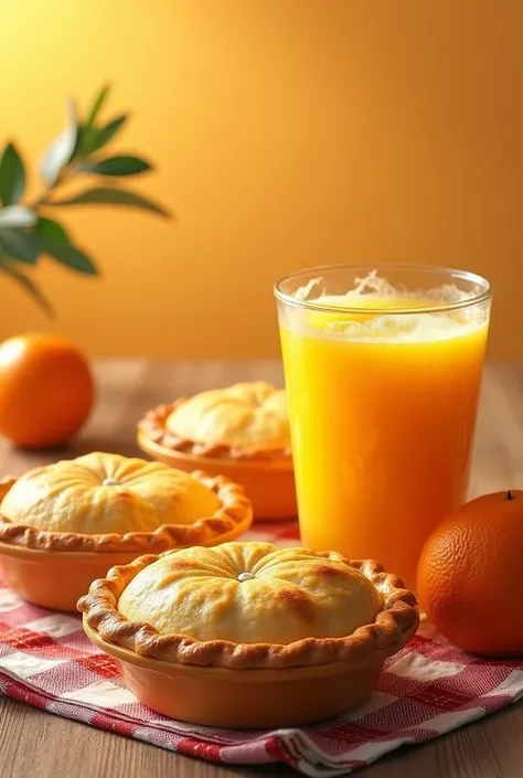 Frase juice + PIES 
Cartaz com foto de empadinhas redondinhas e suco de laranja
Coloque ao lado da imagem "THIRD PARTY"
Look at the name of the room next to it "3d"
And the value "10,00" written in large letters and the phrase "PIES+juice"
"THIRD PARTY 3 D...