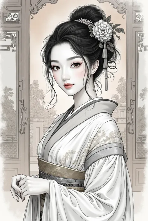 a sketch of a beautiful gorgeous sexy  girl and the nineteenth century  chinese Geji