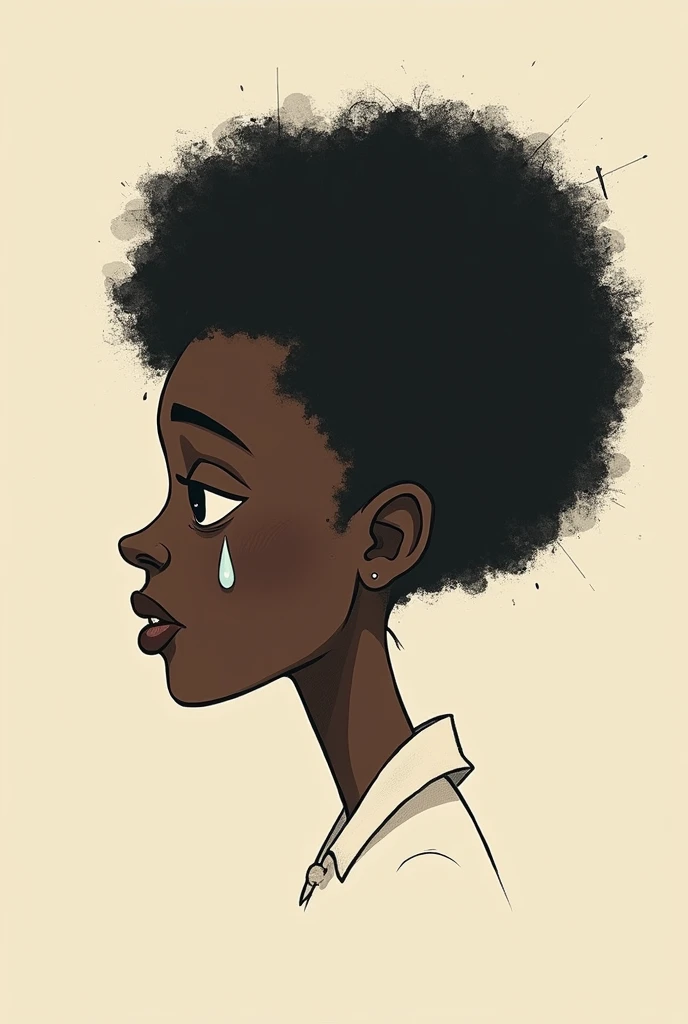 combating racism. Simple as a drawing. With the profile of a simple-looking black person crying