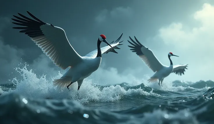 In 3D animation.What does the storm represent in the lives of the cranes?