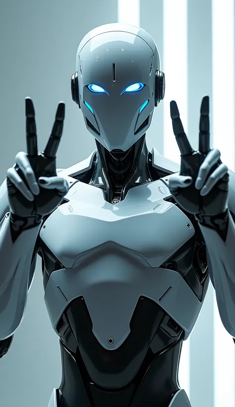  Male human robot poses ✌