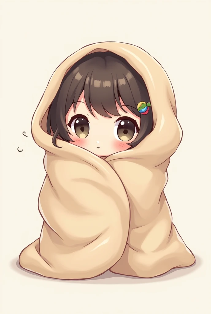 PNG tuber of a Chibi girl wrapped in a blanket drawing