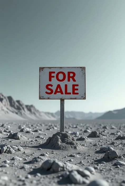 A lot that is for sale on the moon with the for sale sign