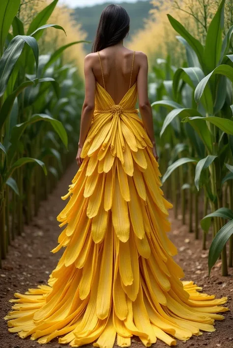 Dress made from real yellow corn husk, que se vea but real, mucho but realista , que se vea but real, but real, mucho but real, but real, mucho but real, que se vea but real las hojas de maiz, muchsimsimos but real, but real, que se vean but real, que se v...