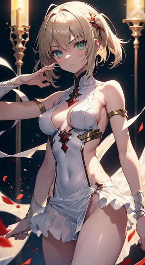 1girl, 1 female, Mordred, Fate/Grand Order, anime style, ultra realistic, high detail, sexy pose, sexy, beautiful, exposed skin, slender, skinny, exposed breast, large breast, nipples, nude, nudity, absurdres, high res, ultrasharp, 8K, UHD, retina, masterp...