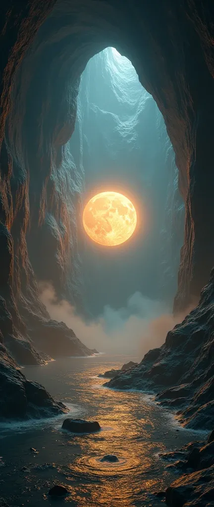 Sun and moon inside a cave 