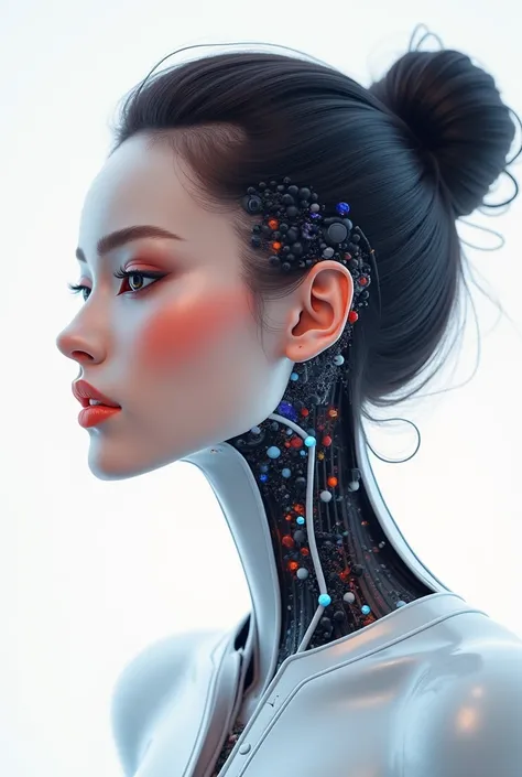 Create a logo for "Roya Glam," a modeling agency specializing in AI models. The design should seamlessly blend elements representing both human and AI models. Incorporate sleek, modern aesthetics that reflect sophistication and innovation. Consider using a...