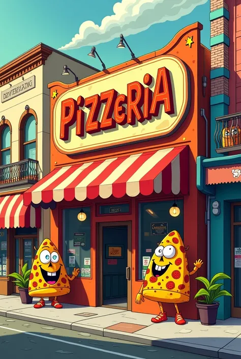 Create me a picture of a pizzeria called PizzaFlizza