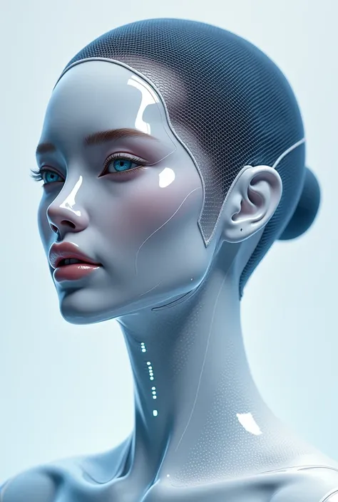 Create a logo for "Roya Glam," a modeling agency specializing in AI models. The design should seamlessly blend elements representing both human and AI models. Incorporate sleek, modern aesthetics that reflect sophistication and innovation. Consider using a...