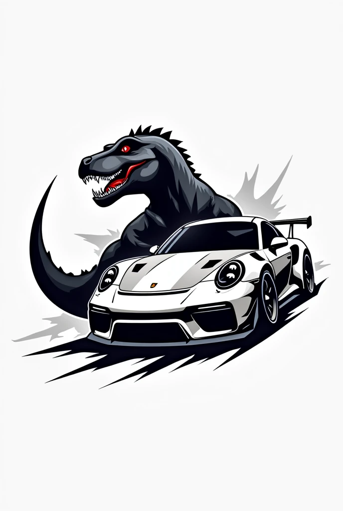 Make me a logo for a company called Dinoco motor sport they use rexy and a porsche 911 gt3