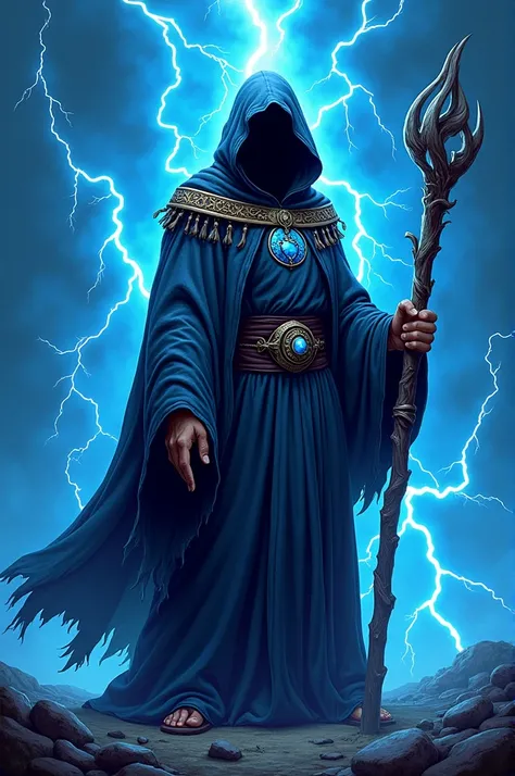 Interclass t-shirt with a wizard on the front and blue lightning bolts in the background 