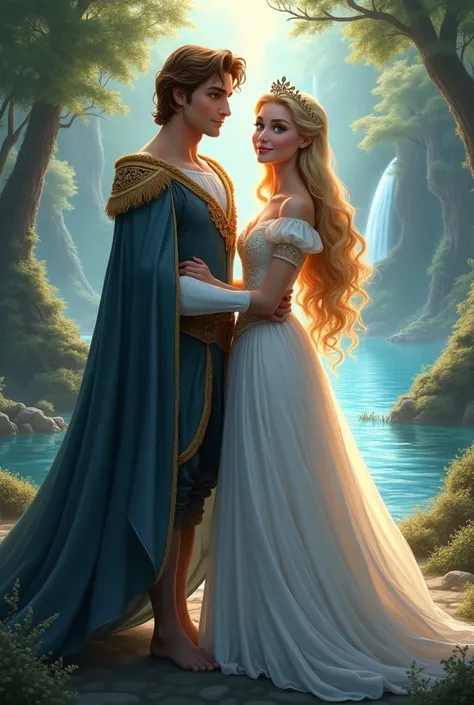 A princess and a prince who look just like Derek and Odette from the animated film 