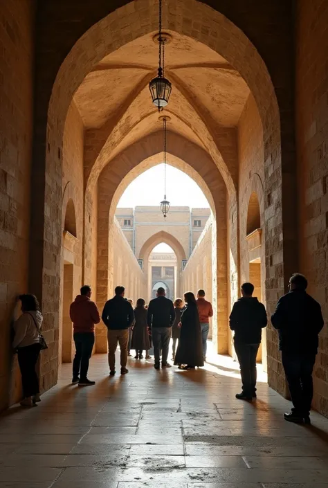 Mausoleum in church in Jerusalem.Mausoleum being opened with people looking on