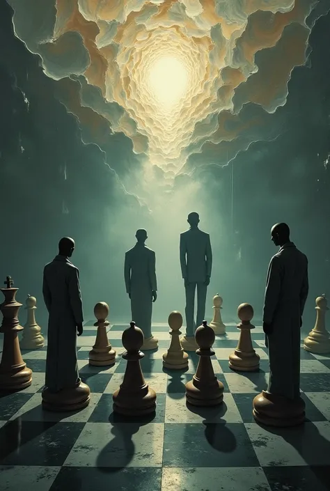 Create a psychologically themed chess board image