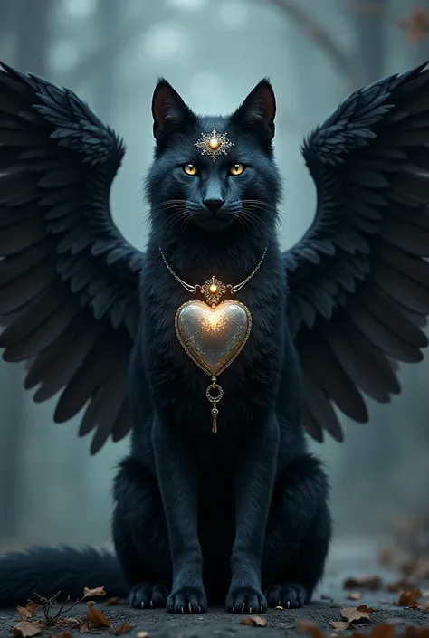  black Siberian rusky with wings seal of a small sun on the forehead.
And a heart of glass in the chest.

