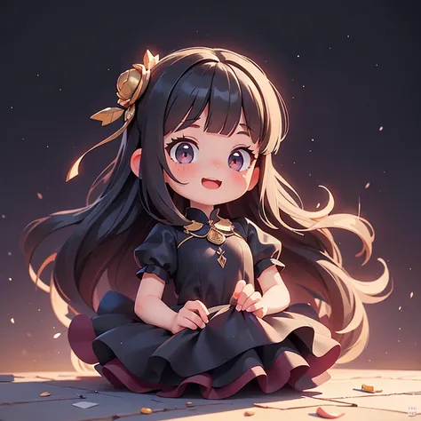 masterpiece, Highest quality, One girl, alone, ((Mature Woman)), Round pupils, long hair, hair, Princess, Black Dress, Fantasy, Happy, View your viewers, comics, anime, (oil)