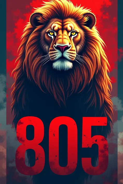 a flag as a rectangular shape, written “805”, and with a really cool image it could be of a lion, or a player knows?